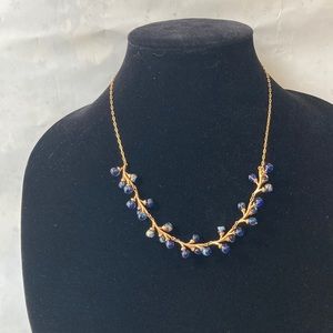 MET Museum  18k gold plated necklace blue beads EUC 18in earrings separate